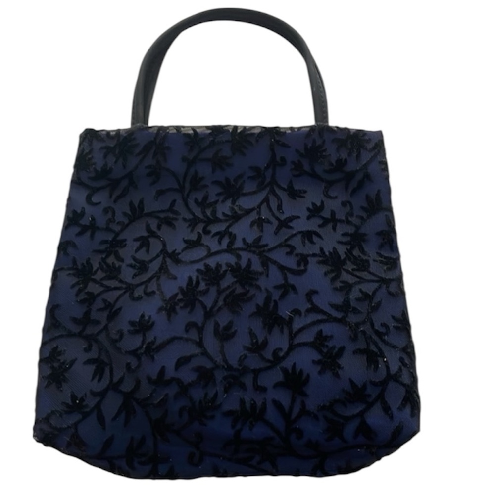 NWOT Versace blue mesh black flock Profumi bag